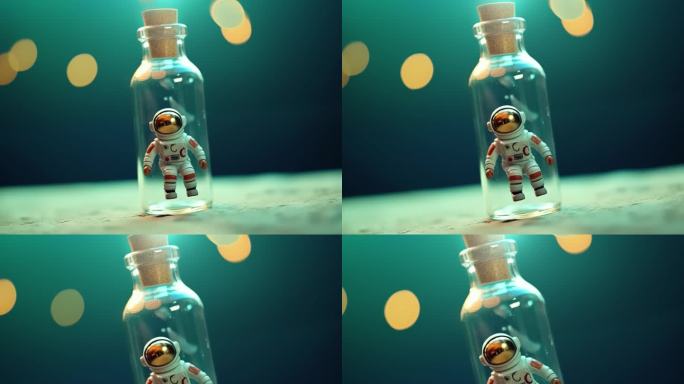 瓶中玩具卡通小宇航员模型素材儿童