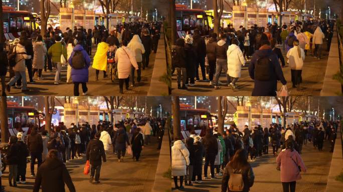 北京4K实拍人群上下班城市夜晚人流量