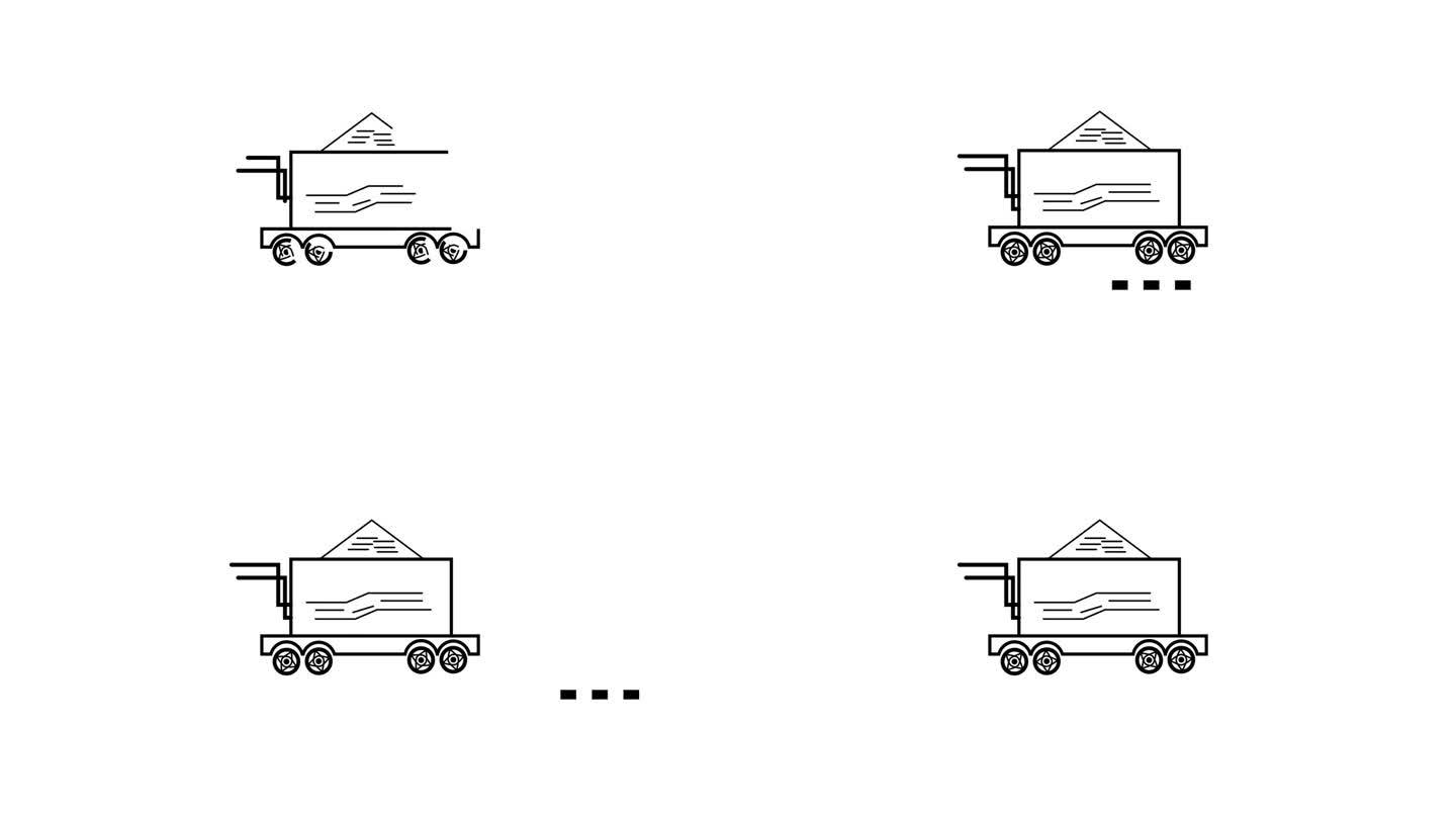 动画汽车线图标在一个白色的背景。