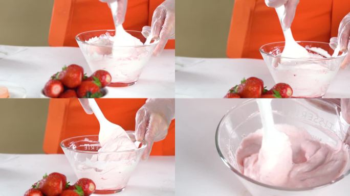 搅拌草莓味奶油
