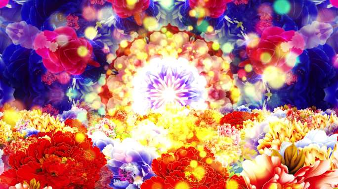 8K超宽屏花海牡丹舞台背景素材