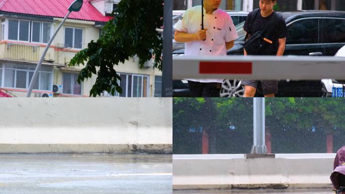 城市马路下雨天雨水雨滴街景街道街头风景风