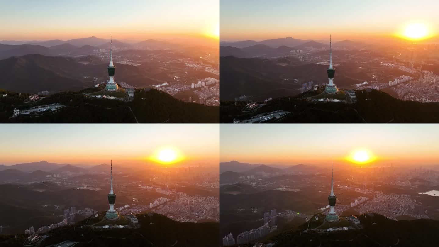 夕阳下深圳梧桐山电视塔