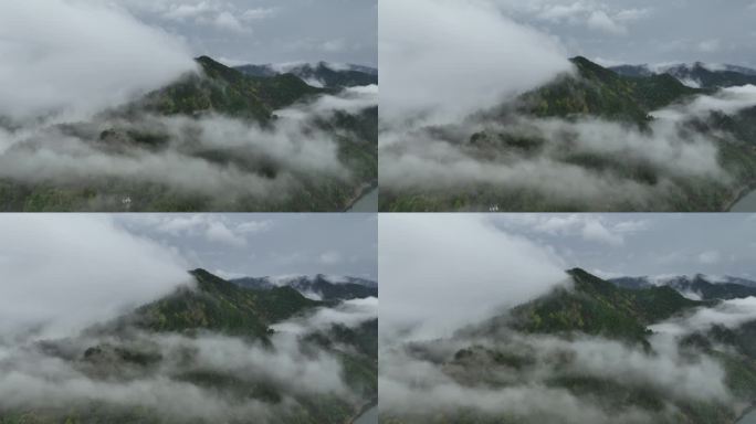 4k 航拍山云海山川高山森林大自然