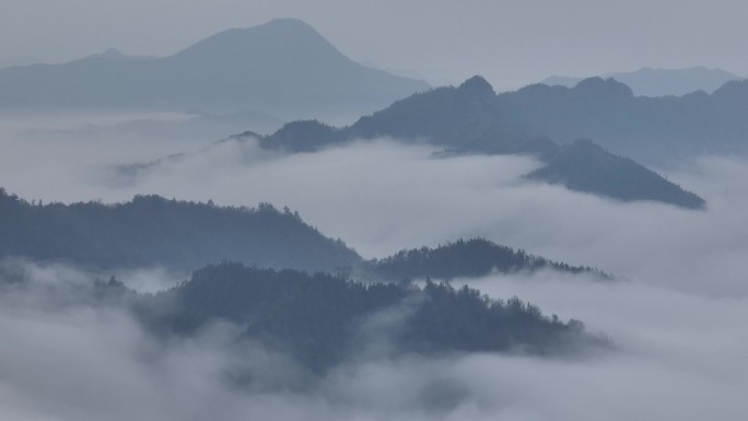 4k 航拍山云海山川高山森林大自然