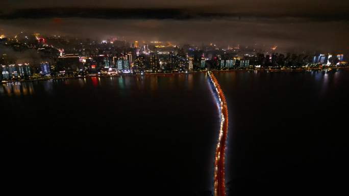 城市大雾夜景航拍赛博温州延时