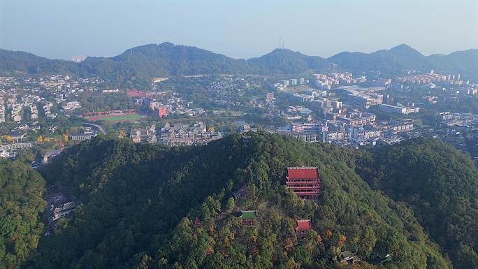 航拍南岸南山老君洞山顶渝中区江北区全景