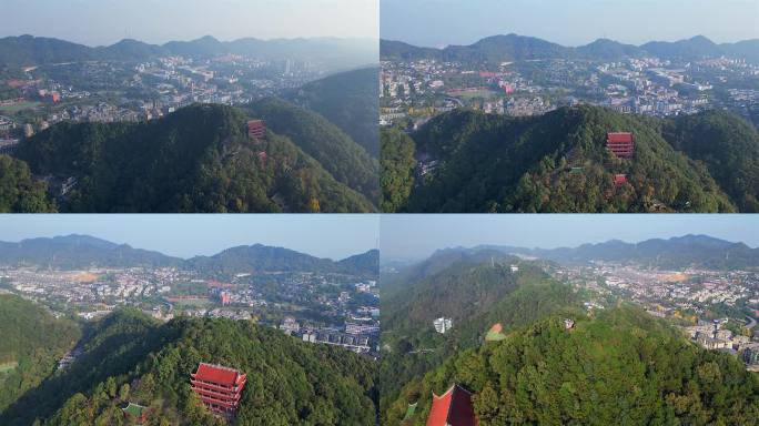 航拍南岸南山老君洞山顶渝中区江北区全景