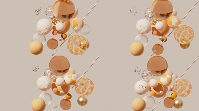 橙色红分子成分小球碰撞美妆美容化妆品细胞