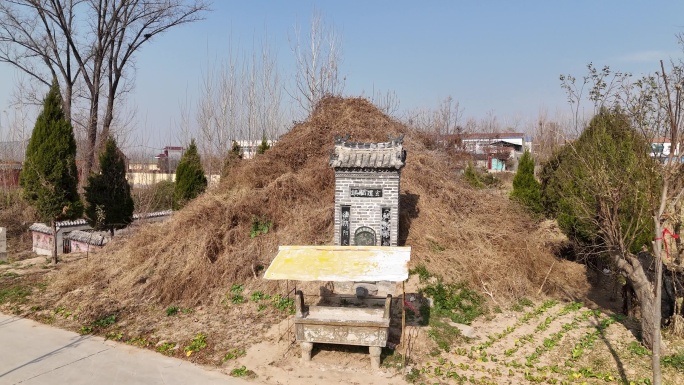 河南许昌鄢陵彭店历史古迹彭祖祠彭祖墓航拍