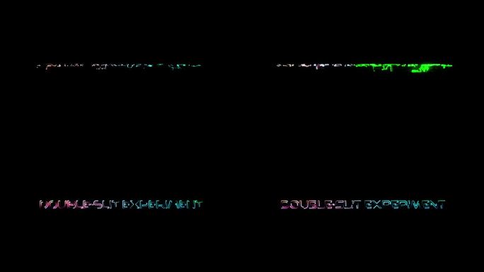 双分裂实验彩色霓虹激光文本动画故障效果与发光粒子电影标题在黑色抽象背景。