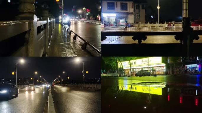 夜间雨夜车流 街道照明 汽车雨夜行车逆光