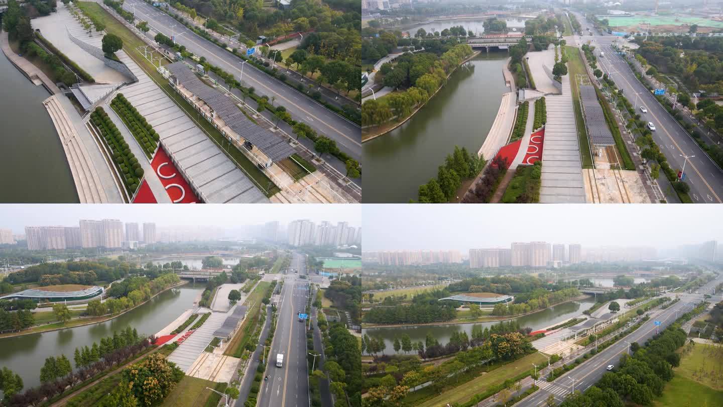 南京 麒麟公园 航拍 有轨电车