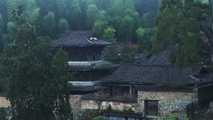 丽水景宁云中大漈时思寺航拍