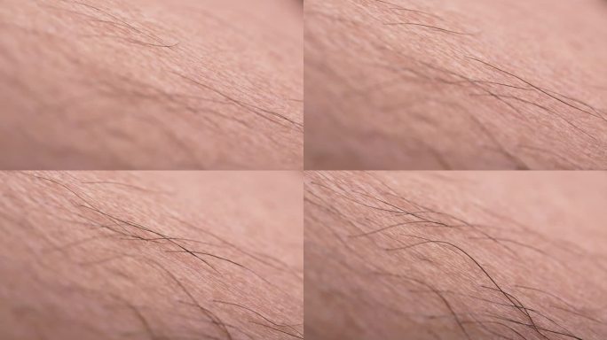 人体皮肤和头发的特写细节。