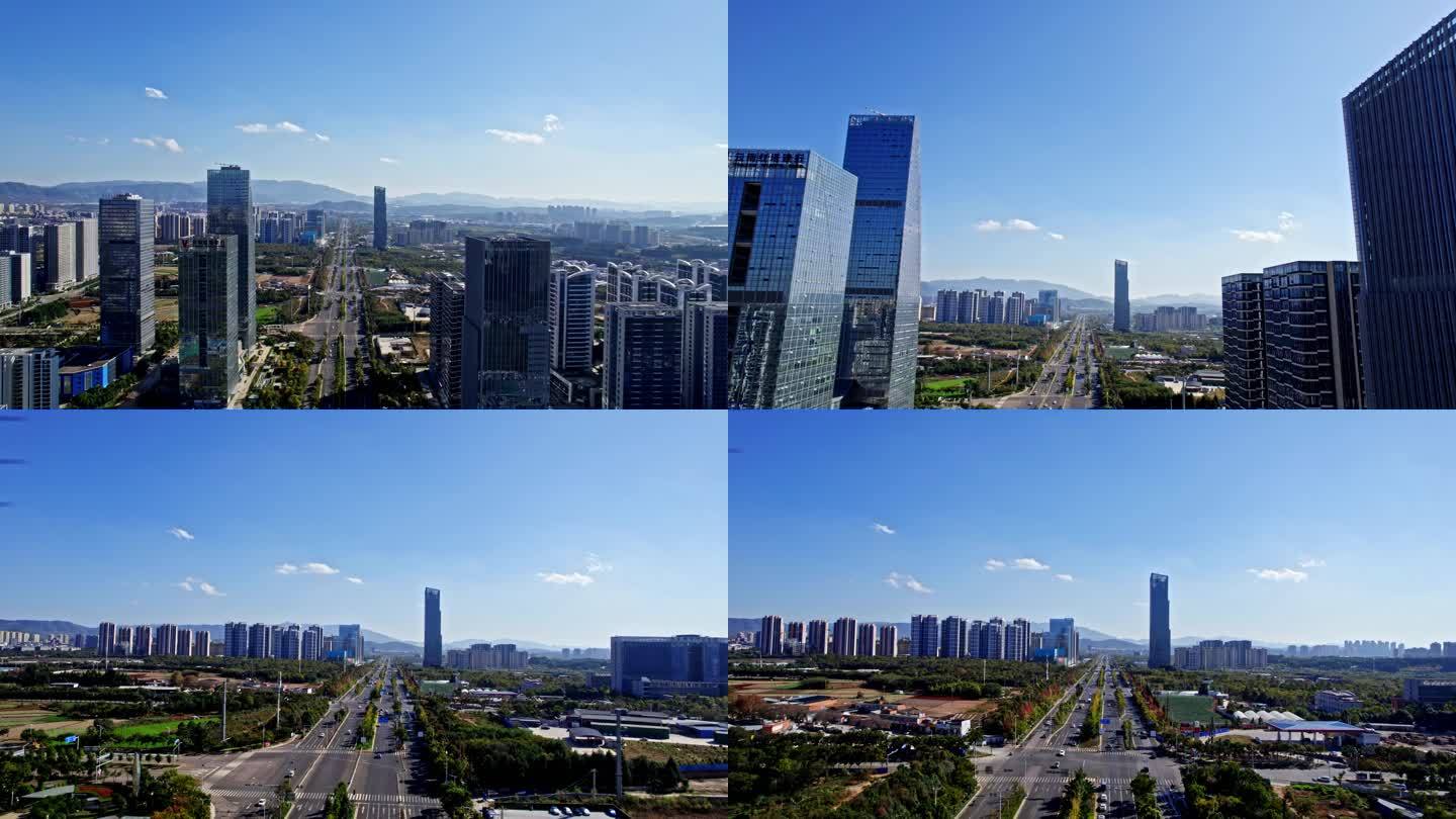 昆明呈贡城市中心商务CBD航拍4K