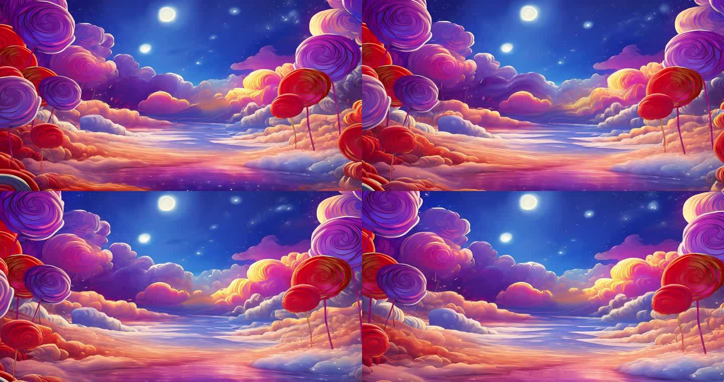 原创4K抽象气球云彩油画