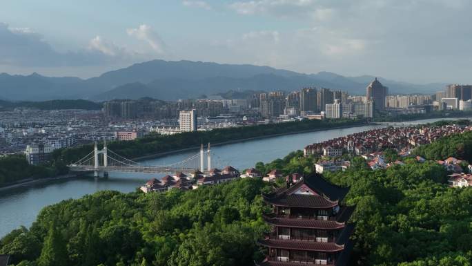 4K航拍浙江衢州江山城市大景