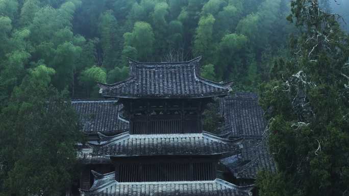 丽水景宁云中大漈时思寺航拍