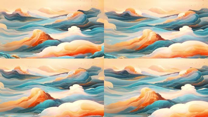 原创4K抽象大海海浪油画