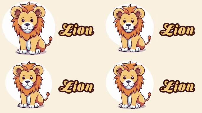 教育动画介绍动物的名字，狮子动物4k分辨率。
