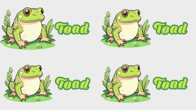 教育动画介绍动物的名字，青蛙动物4k分辨率。