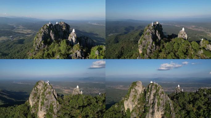 泰国北部南邦省，漂浮宝塔寺的无人机视频