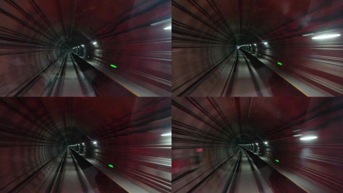 唯美城市地铁隧道中穿梭快速行驶第一视角6