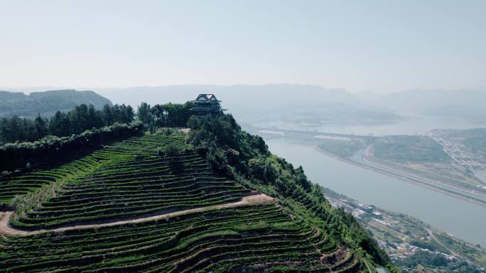 三峡大坝远景无人机航拍一组