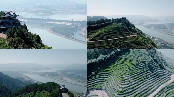 三峡大坝远景无人机航拍一组