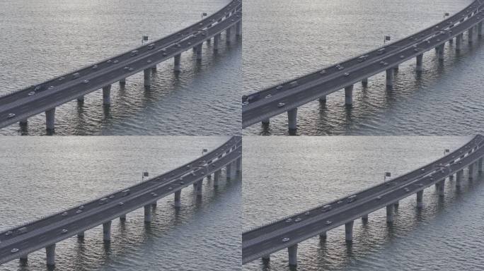 航拍视角青岛胶州湾跨海大桥