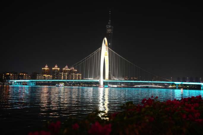 4K延时拍摄，广州珠江猎德大桥小蛮腰灯光