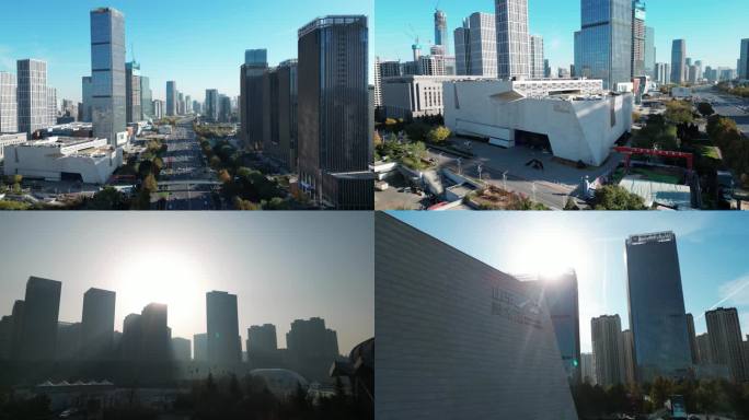 济南城市大景 美术馆 奥体中心