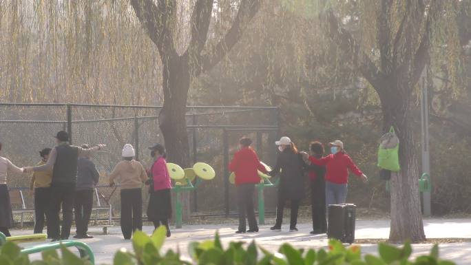 公园晨练健身跳舞锻炼身体老年生退休生活
