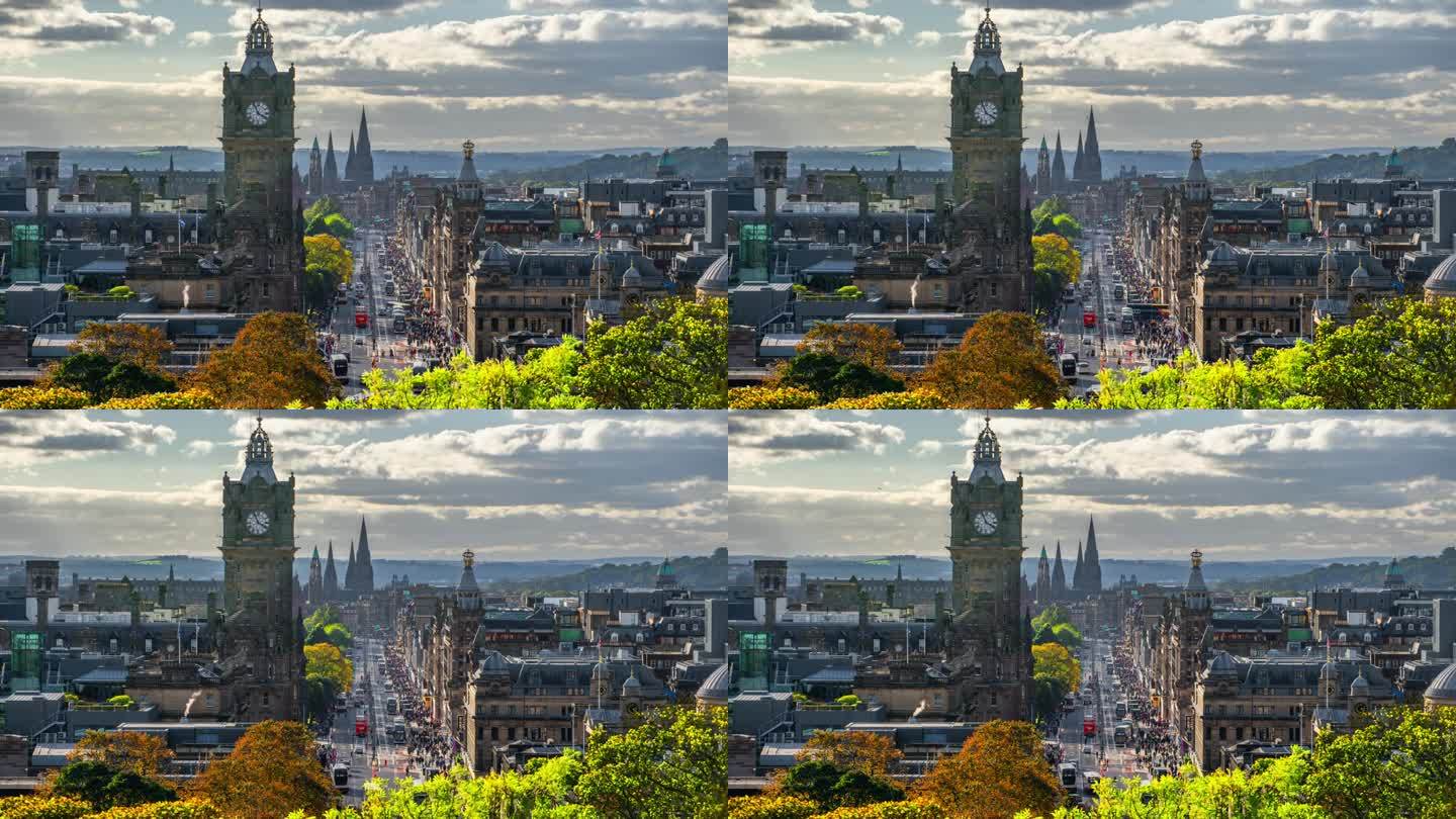 爱丁堡城现代化都市欧洲建筑城市风光