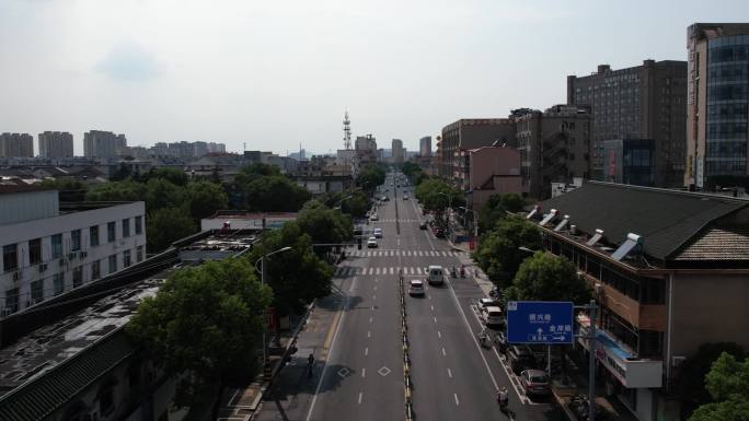 无锡前桥大街街道路灯改造航拍乡镇街景城镇