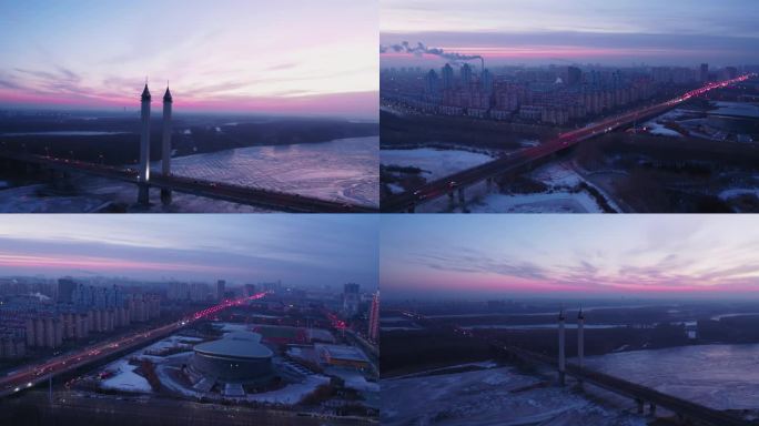 冬天早晨的松原大桥二桥