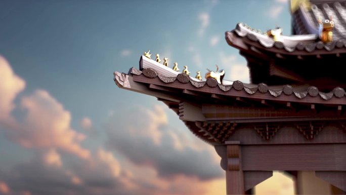 中式古典建筑屋檐大气文字标题