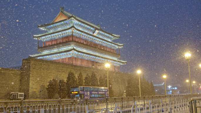 下雪中的北京正阳门
