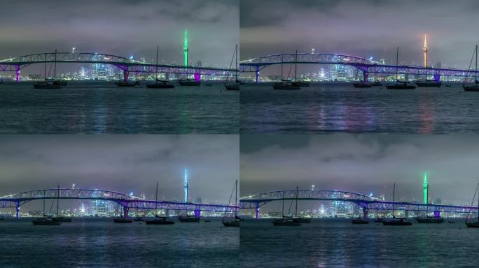 奥克兰海港大桥上的矢量灯
