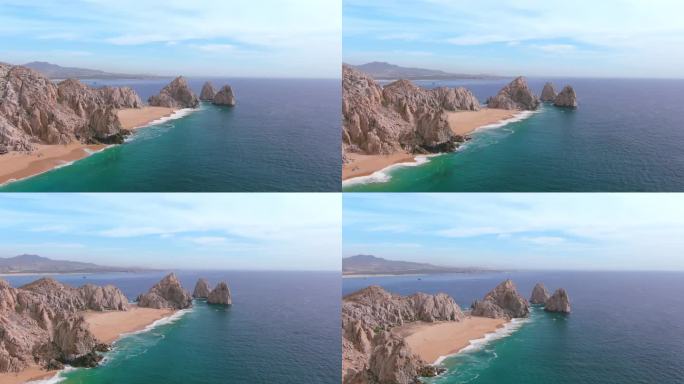 墨西哥，卡波圣卢卡斯:俯瞰下加利福尼亚半岛南端的著名度假城市，恋人海滩(Playa de los A