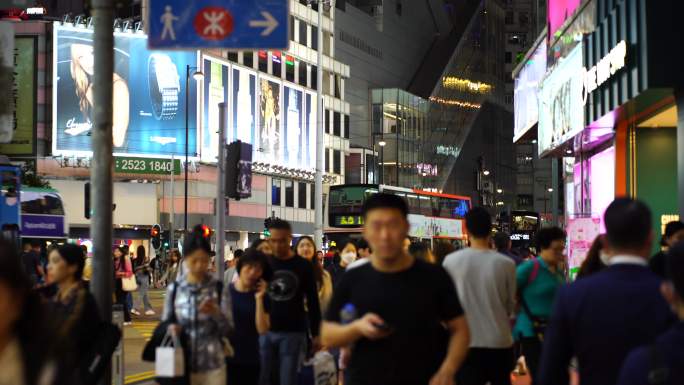 香港街头行人街道人流步行街人群人来人往