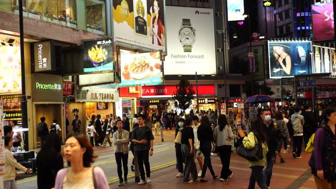 香港街头行人街道人流步行街人群人来人往