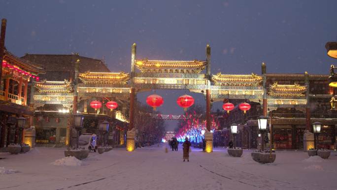 下雪中的北京正阳门前门