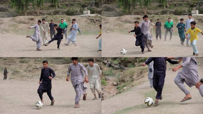 巴基斯坦小孩踢足球地拍
