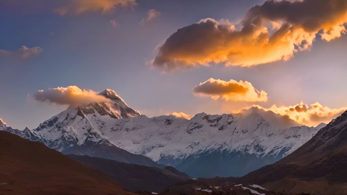 航拍雪山日落云海云层俯瞰大地大气震撼流云