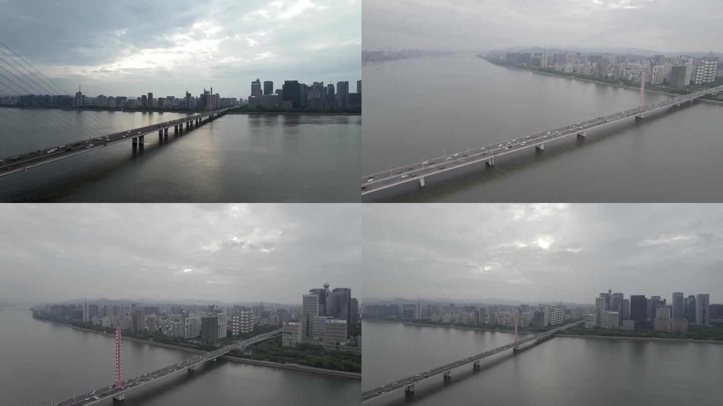 杭州运镜航拍钱塘江大桥4k超清