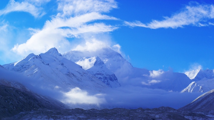 西藏雪山延时摄影云海风云光影变幻