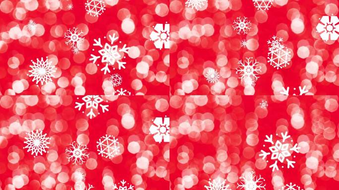 圣诞节雪花飘舞下雪圣诞背景红色雪花