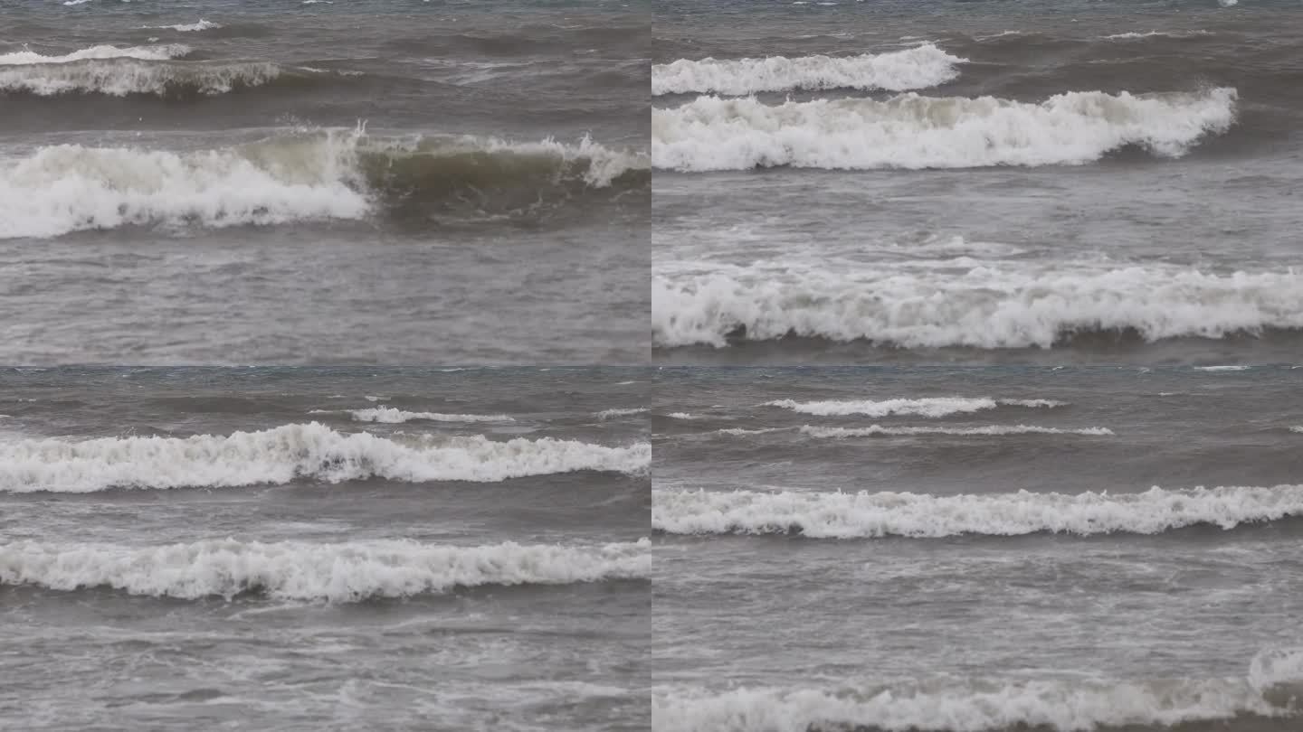 暴风雨中的波涛汹涌的大海。Turgutreis, bodrum, turkey。